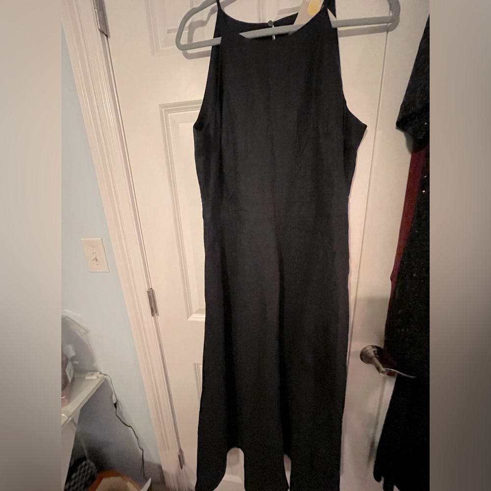 Boden Great British Clothing Linen empire waist dress with button at the back.